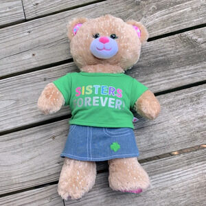 Build-a-bear trefoil Girl Scouts sparkle tan brown bear sisters forever shirt